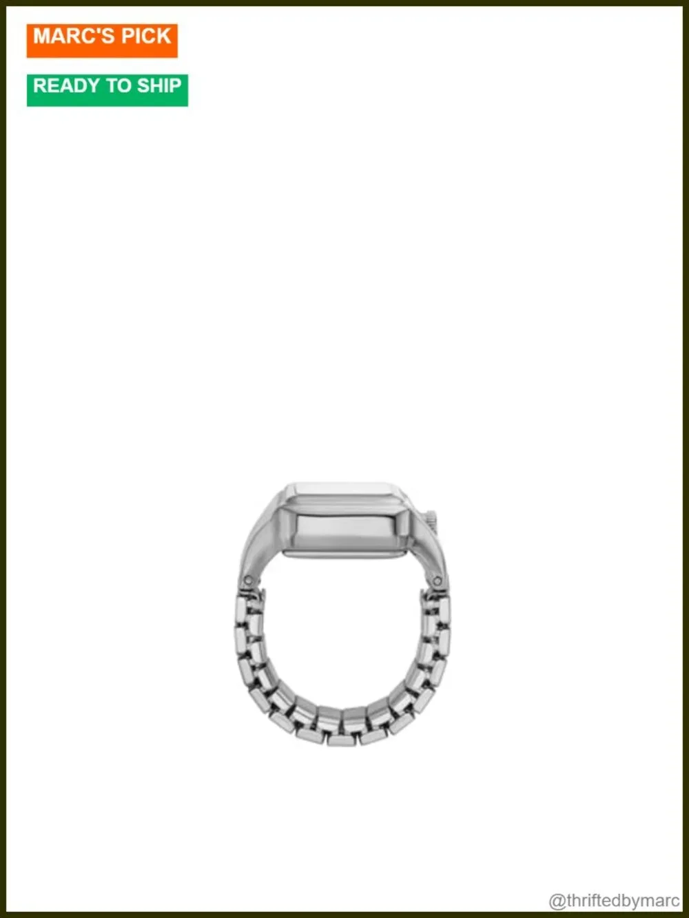 Quartz Ring Watch Stainless Steel Expansion Band Analog